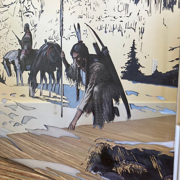 Indian Trackers in Snow Printed Mirror Art Print Vintage Native American AS-IS - Picture 9 of 10